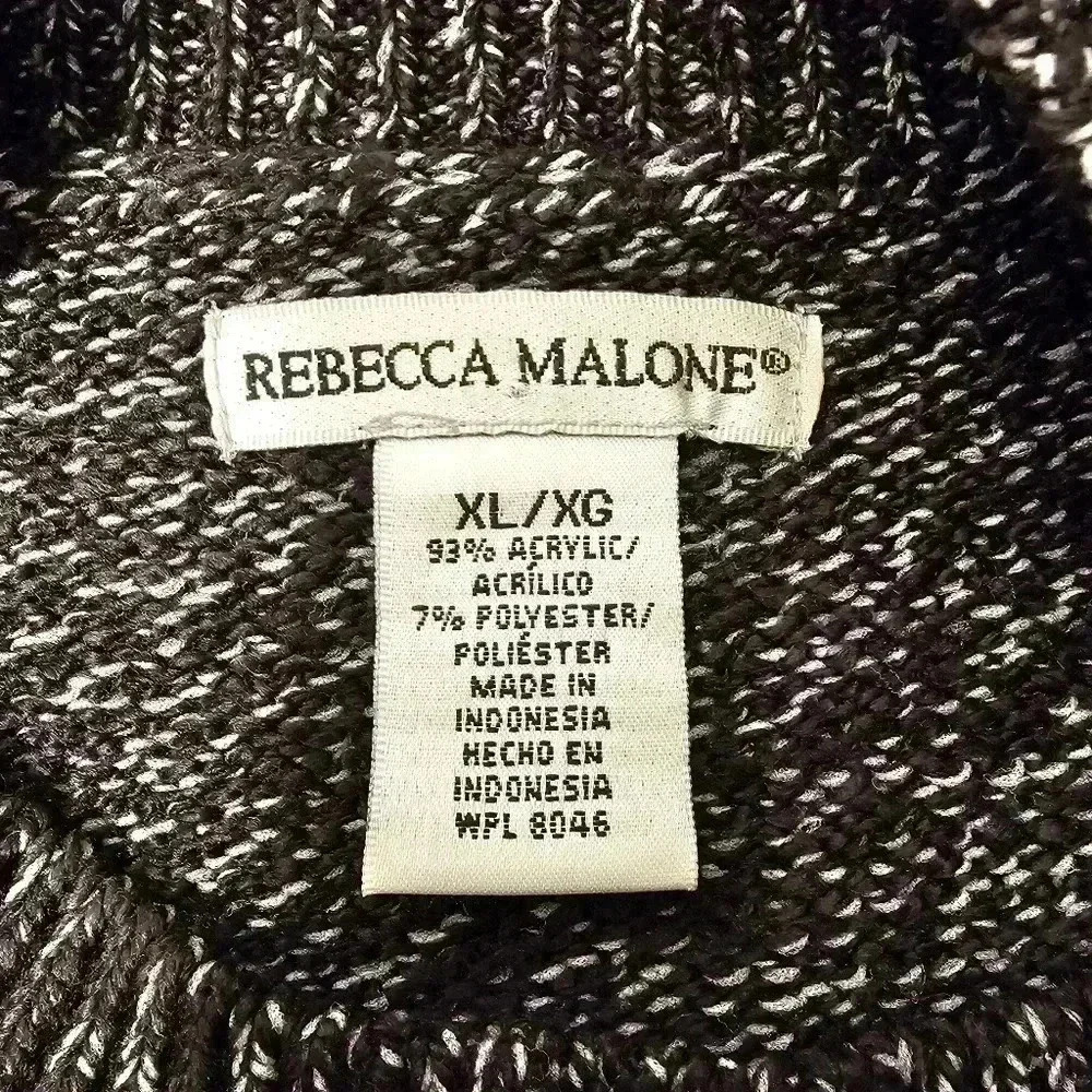 Rebecca Malone Womens Black White Acrylic Blend Mock Knit Sweater XL - Picture 7 of 8